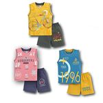 Mars Infiniti Multicolor Color Cotton Sleeveless t shirt and Half Pants for 18 to 24 months boys (Pack Of 3)