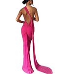 Zarekian Women Sexy Backless Dress Bodycon Sleeveless Open Back Maxi Dress Going Out Elegant Party Cocktail Long Dress (Medium, Rose Red)