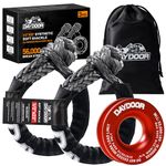 DAYDOOR Synthetic Soft Shackle & Winch Recovery Ring Kit, 2 PCS 1/2'' x 22'' Recovery Soft Shackle(56,000Lbs Breaking Strength), 1 PCS Snatch Recovery Ring for ATV UTV Off-Road Vehicles(Red Ring)