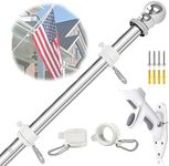 NQ 6 FT Flagpole Kit for House- 6 FT Tangle Free Flag Pole with 2-Position Bracket and American Flag, Stainless Steel Flag Pole for Porch,Garden,Yard,Garage,Boat,Residential or Commercial