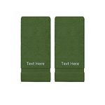 Chakir Turkish Linens 100% Cotton Embroidered Turkish Bathroom Towel Set | Soft and Absorbent | 2 Washcloths 13”x13” Moss