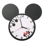 Vandor Mickey & Minnie Mouse Shaped Deco Wall Clock, MDF (Medium-Density Fiberboard), Multicolored, 14 in. x 12.65 in