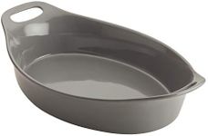 Rachael Ray Solid Glaze Ceramics Bakeware/Baking Pan, Oval - 2.5 Quart, Gray