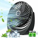 Desk Fan, Small Table Fan with Strong Airflow Quiet Operation Portable Fan Speed Adjustable Head 360°Rotatable Personal Fan for Home Bedroom Office Outdoor Table and Desktop (Black)