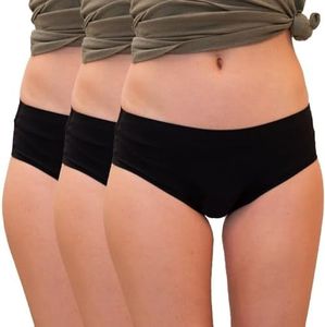 LIGNE V - Lot de 3 Culottes Menstruelles Invisibles sans Couture - Protection Lavable & Ecologique – Flux léger à Abondant - Absorbantes & Anti Fuite - Adolescentes & Femmes Grandes Tailles/Noir S