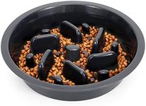 JASGOOD Dog Slow Feeder Bowl - Reduce Slip Puzzle Bowl for Elevated Pet Feeders - Interactive Bloat Stop Dog Dishes - Dark Gray, Fit Opening 7.5"-8"