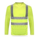 HYCOPROT High Visibility Reflective Safety Long Sleeve T Shirts Moisture Wicking Mesh, Quick Dry Breathable Lightweight Reflective Tee Yellow