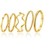 ChainsPro Stack Rings Set Women Gold Plated Knuckle Stackable Rings