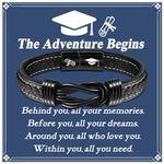 YELUWA Graduation Gifts for Him, Class of 2024 Leather Graduation Bracelet for Him Men Boyfriend Son Grandson Nephew Brother Classmate Masters Degree College Phd Graduate Congratulate High School Grad