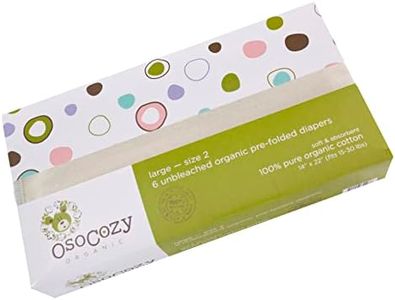 OsoCozy 6 Piece Organic Cotton Prefolds Diapers, Natural, Premium