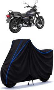 Bajaj Avenger Street 150 Bike Cover Water Resistant Universal Motorcycle Rain | Heavy Duty UV Protection, Dust, Scratch Indoor Outdoor All Weather with Black Blue Piping Elastic