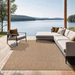 the carpet Mistra resistant woven area rug, flat design, modern, ideal for the kitchen and dining room, trendy colours, extra flat, also for outdoor use, natural, 200 x 280 cm