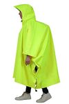 ROCKSPORT Unisex Outdoor Rain Poncho for Adult,Multi Use, Waterproof, Lightweight, Reusable & Packable, One Size Fits Most (Neon Green)