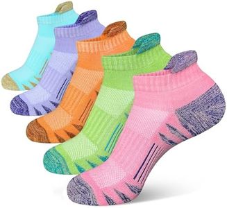 Heyoboy Womens Ankle Anti-blister Thick Cushioned Wicking Odor Resist Athletic Running Socks, Size 6-9, Colorful 5 Pairs