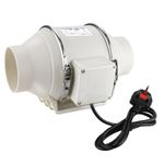 Anesty Inline Bathroom Extractor Fan 100mm/4 Inch, In Line Duct Fan Mixed Flow 220m3/hr - Grow Room Fan Tent Hydroponic Ventilation System