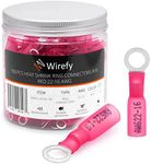 Wirefy Heat Shrink Ring Terminals #10 - Marine Grade Terminal Connectors - Waterproof Eyelet Wire Connectors - Red 22-16 AWG - 150 PCS