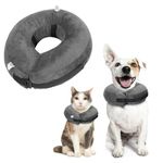 Cat Cone Collars Inflatable Recovery Collars for Cats, Dog Inflatable Collar Dog Recovery Collars, Inflatable Pet Collar for Dogs Cats Surgery Collar Dog Cone Collar for After Surgery, S, Gray