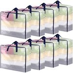 Dntorx 8 Pack Clear Storage Bags with Zip, 75 L Moving Bags Clothes Storage Bags Moving Totes Packing Bags for Moving House Clothes Bedding Duvet Pillow Blanket Toys Storage