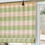 ABOUT SPACE Bamboo Curtains - W 5 ft x H 6 ft - Rope Mechanism Roll Up Down Bamboo Shade for Sunlight, Dust Protection Window Chick Blinds for Balcony, Restaurant, Hotel, Dhaba, Resort - Green