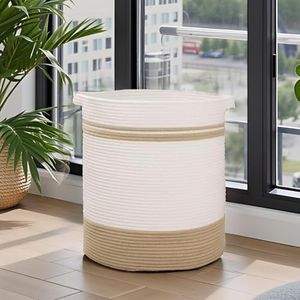Nonazippy Blanket Storage Basket 80L – Large Woven Laundry Hamper with Handles, Foldable Toy Organizer for Nursery, Bedroom, Living Room – Decorative Storage Bin for Blankets(18x18x20, Double khaki)