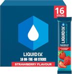 Liquid I.V. Hydration Multiplier Electrolyte Powder Mix, Strawberry Flavour, Electrolytes with 7 Vitamins & Minerals for Fast Hydration & Energy, Vegan and Gluten Free 16 Sachet Sticks
