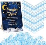 Thyle 51 Pcs Pacifier Hunt Baby Shower Games Include Pacifier Hunt Sign and 50 Acrylic Pacifiers for Baby Shower Game Decoration Gift Sets Gender Reveal Party Decor(over the Moon)