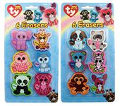 TY Beanie Boos Die Cut Character Erasers, 2 X 2-Inch Each, Pack of 6, Assortment Will Vary, 816-3