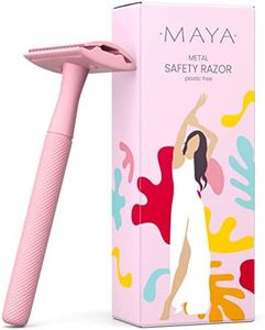 Womens Safety Razor (Pink) Metal Double Edge Razor (No Blades) Eco Friendly Ladies Shaver for Girls with Sensitive Skin
