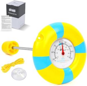 Floating Pool Thermometer with Dual Scale, Tether and Suction Cup, Waterproof Design for Swimming Pool, Hot Tub, Spa or Fish Pond Use