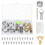 Belle Vous Heavy-Duty Picture Hanging Wire Kit - D-Ring Hangers, Screws, Hanging Hooks, Nails, Level & Wire for Photo Frame Hanging - Holds 5kg/11lbs