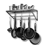 Kitchen Pan Rack, Wall Mounted Metal Hanging Rack Kitchen Storage Organizer Kitchen Pot Hanger Ceiling Pot Hanging Rack with 10 Hooks, Black Style 1