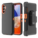 TASHHAR Phone Case for Samsung Galaxy A14 5G case,Heavy Duty Hard Shockproof Armor Protector Case Cover with Belt Clip Holster for Samsung A14 5G 2023 Phone Case (Black+Orange)