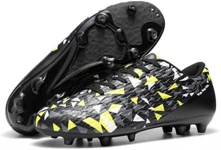 DREAM PAIRS Men's Soccer Cleats Football Shoes Lace-Up,Black/Dark Grey,8.5