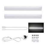 30cm T5 LED Integrated Light Fixture, 5W 6000K Cool White with ON/Off Switch UK Power Plug, Fluorescent Light Bulbs Replacement for Kitchen/Under Cabinet/Ceiling/Garage/Office/Shed/Shop 2-Pack