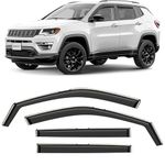 CLIM ART in-Channel Incredibly Durable Rain Guards for Jeep Compass 2017-2024, Original Window Deflectors, Vent Window Visors, Vent Deflector, 4 pcs. - 617352