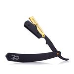 Barber Straight Razor, Professional Barber Straight Edge Razor - Barber Razor Compatible with Straight Razor for Barber, Gold and Matte Black Straight Razor by Black Widow (1.5mm)