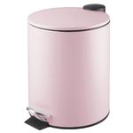 mDesign Metal 1.3 Gallon/5 Liter Round Step Trash Wastebasket, Garbage Container Bin with Lid for Bathroom, Powder Room, Bedroom, Kitchen, Craft Room, Office - Removable Liner Bucket - Matte Blush