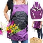 The Roo Joey Apron Gardening Apron with Pockets and Harvesting, Picking Pouch - Adjustable, Water-resistant, Washable Canvas Cotton - Great Gardener Gift