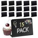 LYLIDIA 15Pcs Mini Chalkboard Signs Blackboards Table Numbers Small Black Chalkboard Signs with Stand Reserved Menu Board Signs Tables Food Labels for Buffet Message Board Pricetags 4x3"