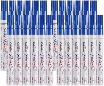 Overseas Paint Pens Paint Markers Bulk - 24 Pack Blue Permanent Oil Based Markers Set, Quick Dry, Waterproof, Medium Tip Marker Pens for Metal, Rock, Ceramic, Wood, Plastic, Canvas, Glass, Rubber