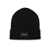 Calvin Klein Men's Woven Patch Key Beanie, Black, Black, One Size