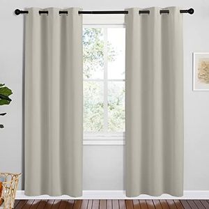 NICETOWN Kitchen 78 inches Long Curtains for Decoration, Natural, 2 Panels, 42 inches Wide, Thermal Insulated Grommet Room Darkening Draperies/Panels for Laundry