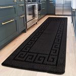 renoazul® Anti Slip Heavy Duty Waterproof Hall Runner Rug, 80 x 300 cm Non-Slip Large Rugs with Strong Gel Backing Long Runner Rug for Hallway, Kitchen and Bedroom(Gel Back Rocco Rug - Black)