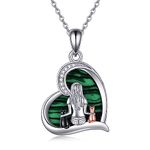 YFN Cat Necklace Sterling Silver Jewelry for Women Girls, Teen Girls Cat Malachite Necklace Jewelry Gifts for Cat Lovers