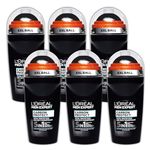 L'Oréal Paris Men Expert 48H Carbon Protect Anti-Perspirant Roll On Deodorant for Men, 50ml 5 IN 1Pack of 6, Bulk Buy