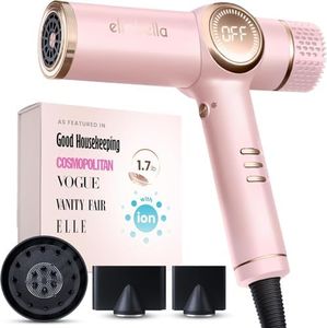 ELLA BELLA® Professional Ionic Hair Dryer with Diffuser • Negative Ion Blow Dryer • Suitable All Hair Types • Intelligent Heat Control & Rapid Drying Speeds • Lightweight Design • Low Noise Technology