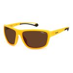 POLAROID Unisex Rectangular Polarized Sunglasses Matt Yellow Frame, Brown Lens (62) - Pack Of 1