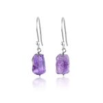 InfinitygemsArt Amethyst Gemstone Rough Dainty Earrings for Her - Natural Raw Crystal - Feburary Birthstone, Gift for Beautiful Women, Energy Healing Crystals Jewelry in 925 Sterling Silver, Every Day Wear Drop Dangle Jewelry