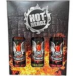 Hot Headz - Who Dares Burns! Firepower Hot Sauce Gift Set Including 3x 148ml Hot Chilli Spicy Sauces. Selection Box For Any Dishes. All Natural Flavours, Ideal As A Marinade And For Dipping.