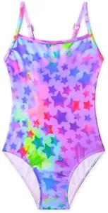 Gnainach Girls Bathing Suits Size 4t 5t Multicolored Star Breathable Soft Sleeveless Swimwear for Kids Summer Beach